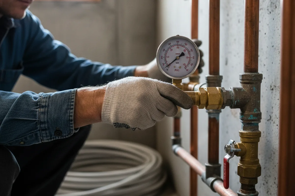 Pressure testing a repaired line during Water Line Repair in Molalla